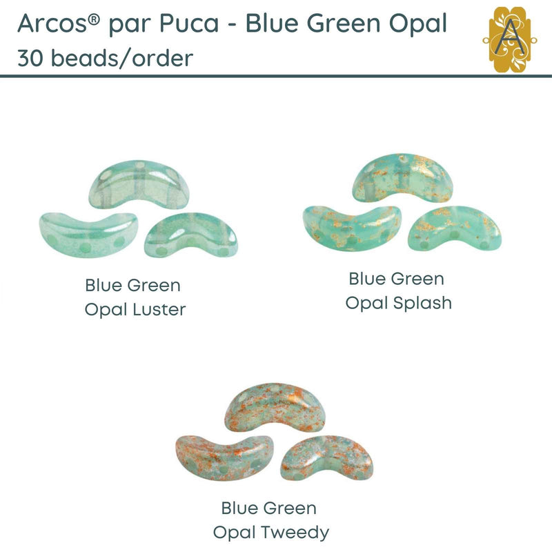 Arcos par Puca, 30 Beads, Blue Green Opal Collection - 3 Finishes