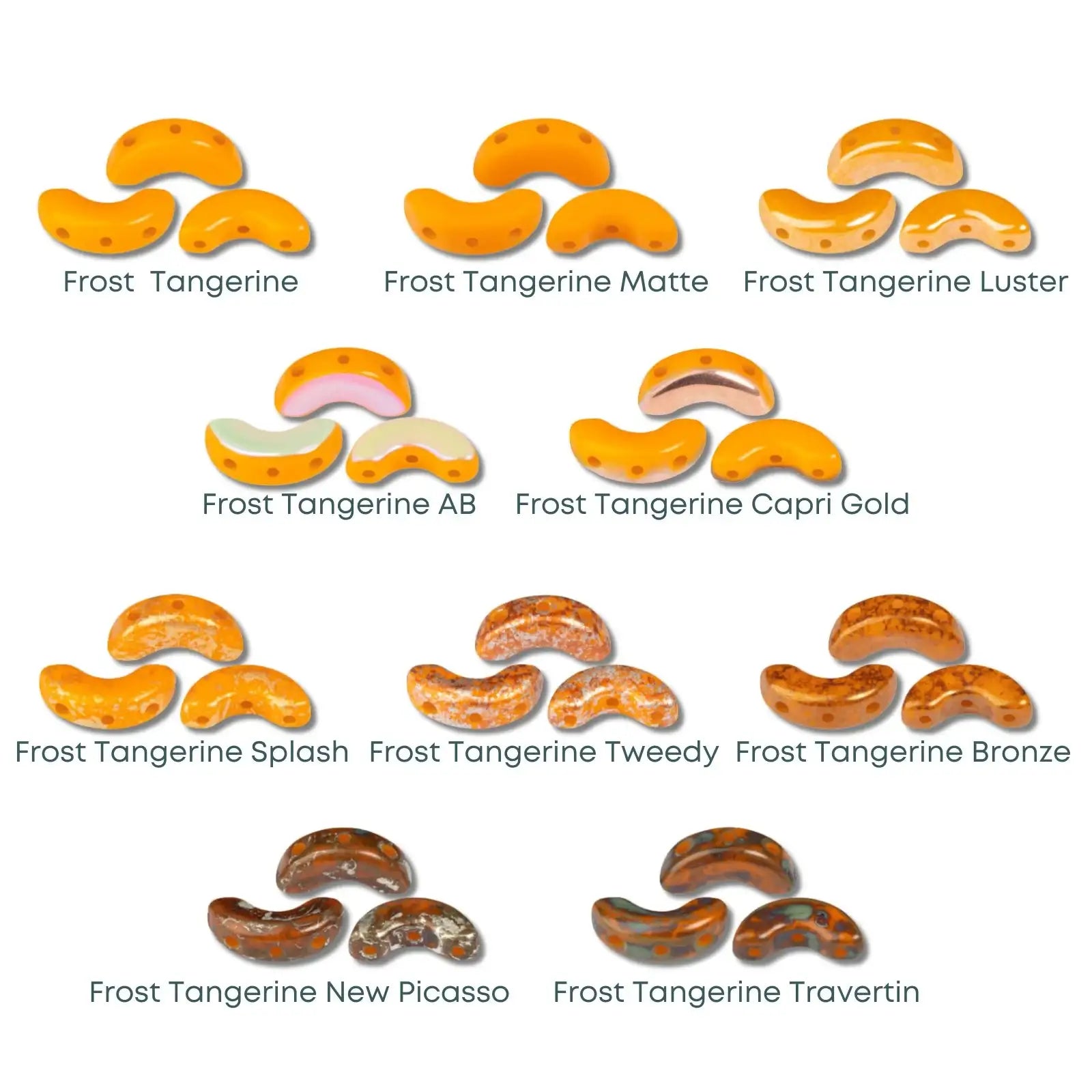 Arcos Beads par Puca, Frost Tangerine, 30 Beads & 20g - The Argus Collection