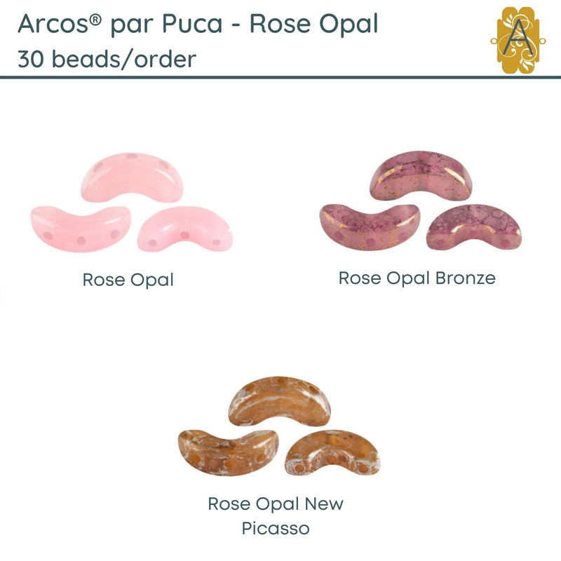 Arcos par Puca, 30 Beads, Rose Opal Collection