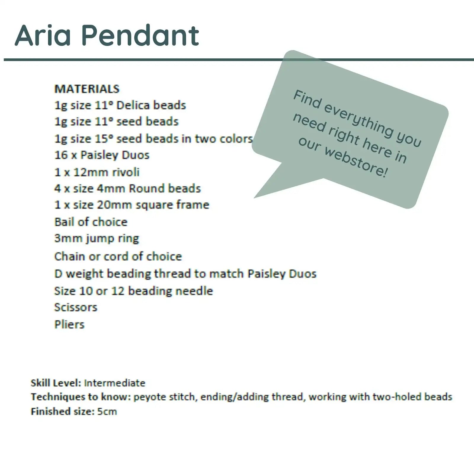 Aria Pendant Pattern by Barbara Lepak - Aria Pendant Pattern by Barbara Lepak - Default Title , The Argus Collection
