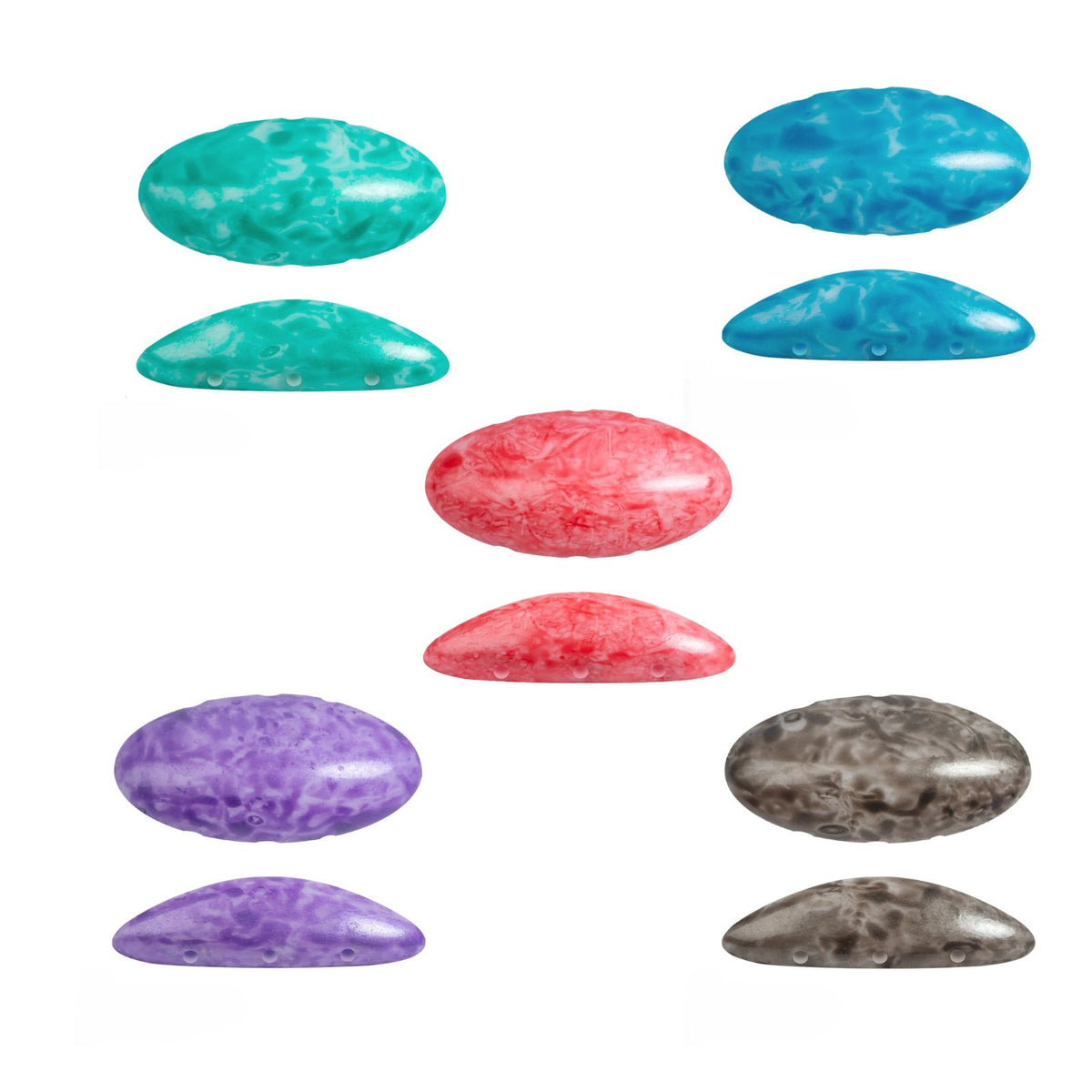 Athos 3-Hole Beads par Puca, Mishmash, 2 pcs & 10pcs