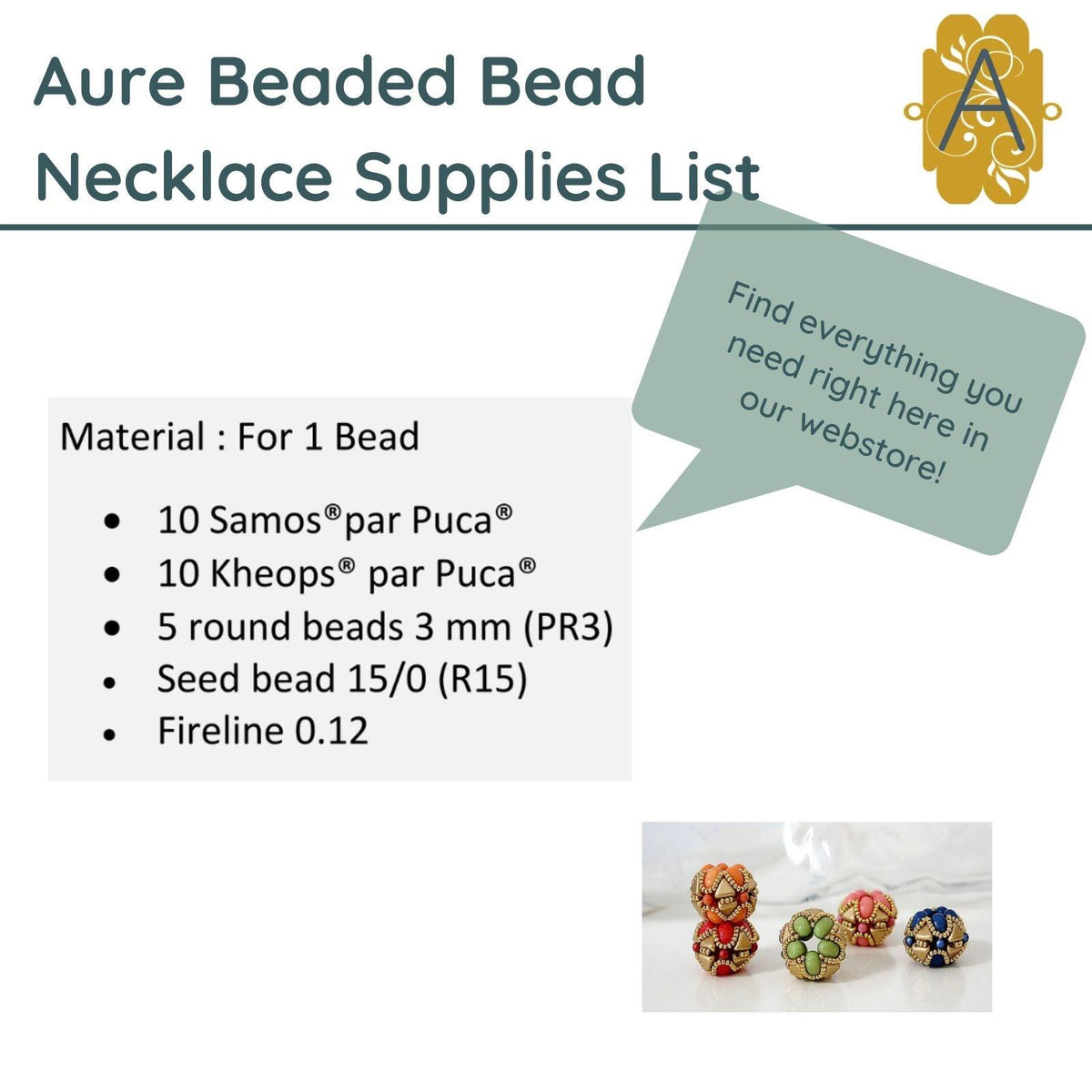 Aure Beaded Bead Necklace Pattern par Puca - The Argus Collection