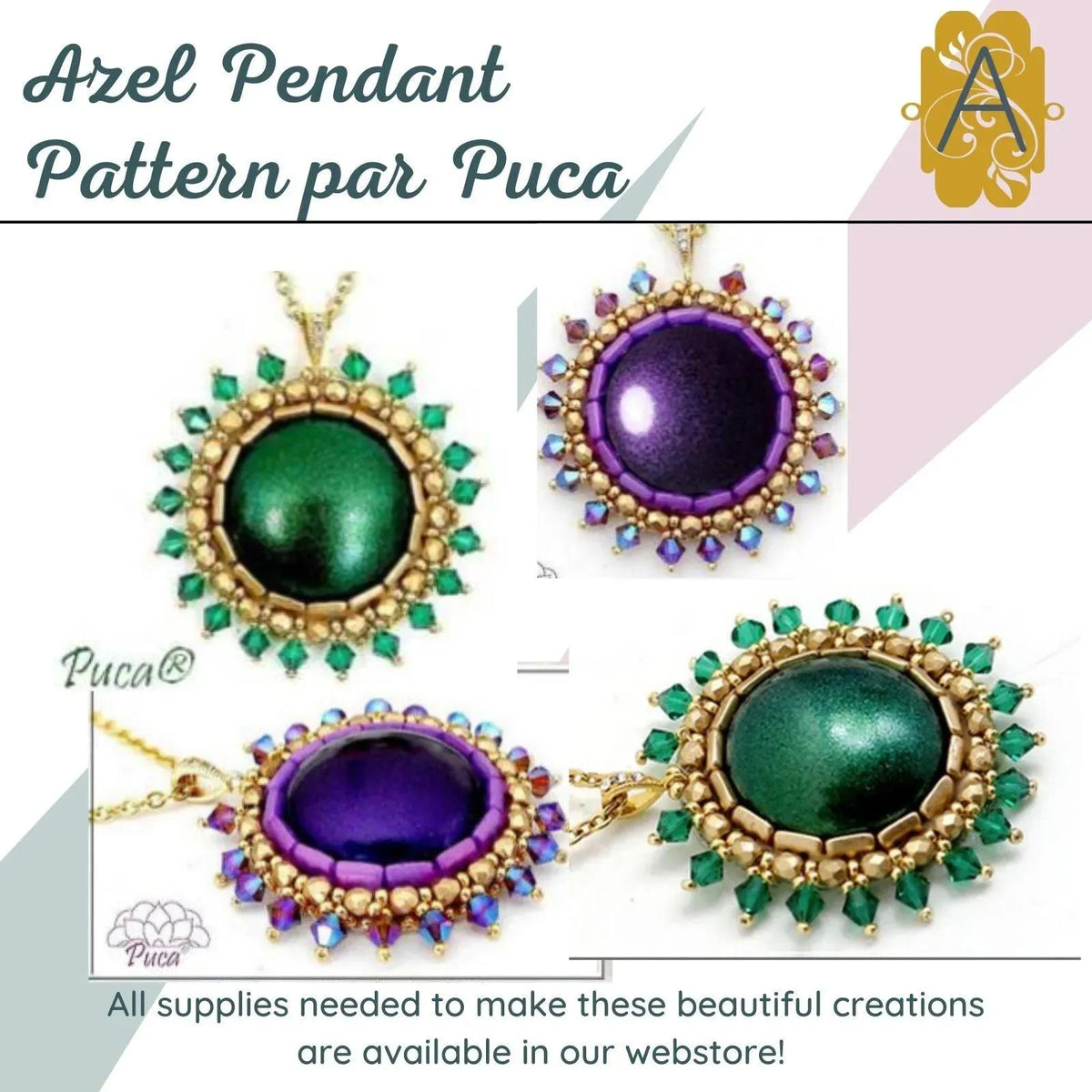 Cabochons par Puca, 18mm or 25mm, New Metallic Collection, 6 Colors - The Argus Collection