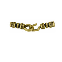 Aztec crimpable hook and eye clasp in Antique Brass for 1.5mm or 2mm round leather and cord.