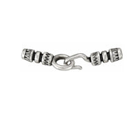 Aztec crimpable hook and eye clasp in Antique Silver for 1.5mm or 2mm round leather and cord.