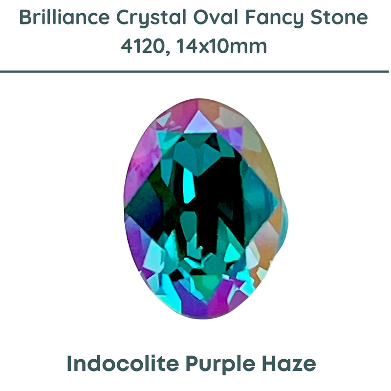 Brilliance Crystal, 4120 (14x10mm) Oval Faceted Fancy Stones, Indicolite Purple Haze - The Argus Collection