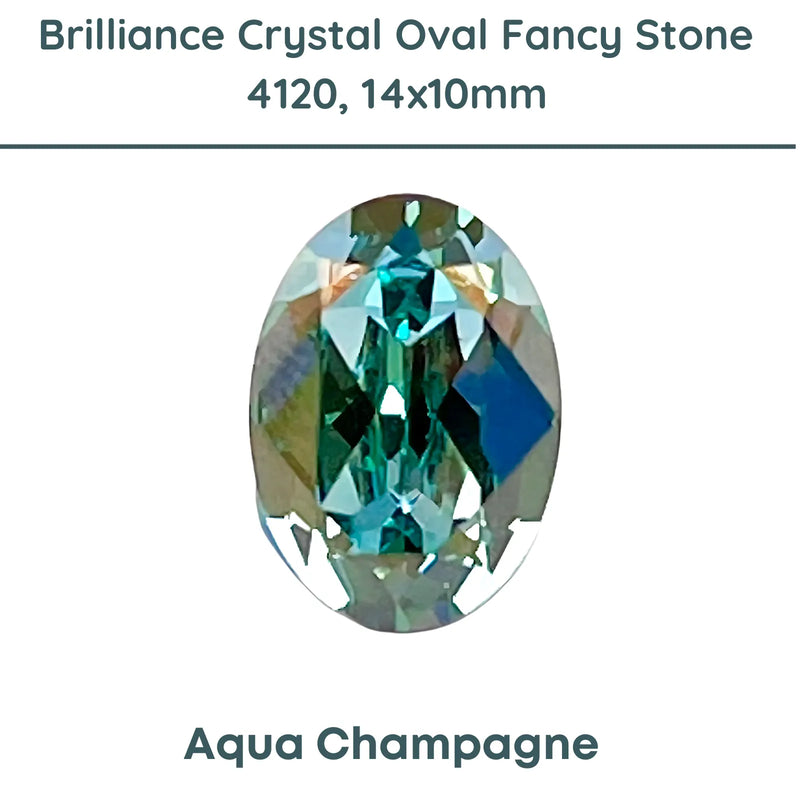Brilliance Crystal, 4120 (14x10mm) Oval Faceted Fancy Stones, Aqua Champagne - The Argus Collection
