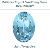 Brilliance Crystal, 4120 (14x10mm) Oval Faceted Fancy Stones, Light Turquoise