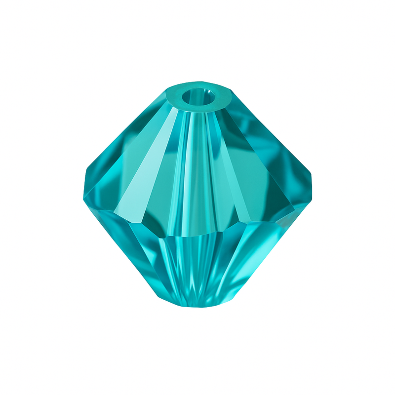 Aqua 6mm crystal bicone, faceted cut