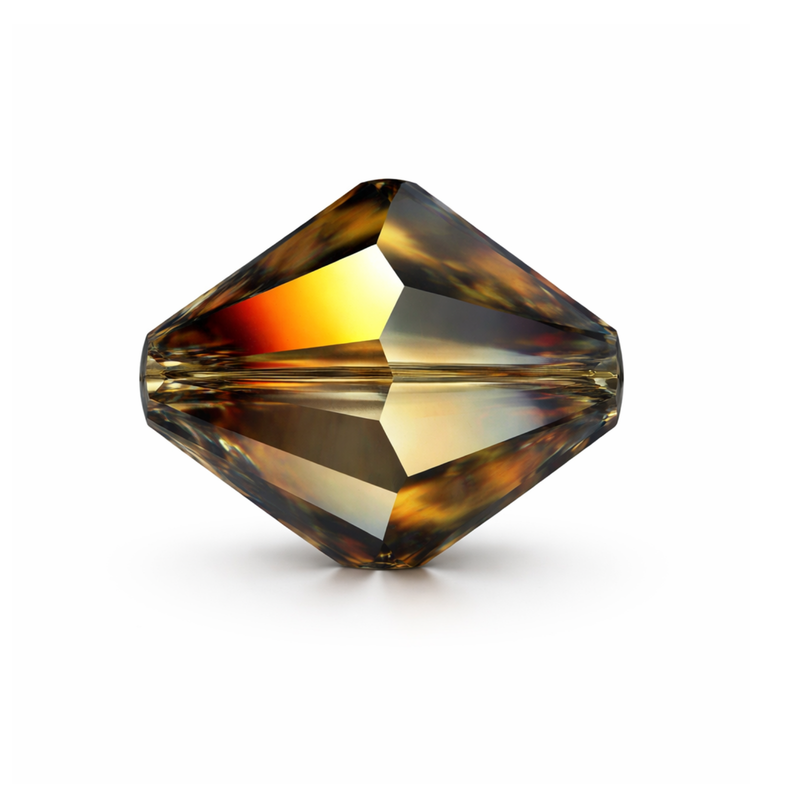 Brilliance Austrian Crystal Bicones 5328, 4mm, Volcano Coated - Brilliance Austrian Crystal Bicones 5328, 4mm, Volcano Coated - 12 Pieces , The Argus Collection