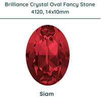 Brilliance Crystal 4120, Faceted Oval Fancy Stones, (14x10mm) Siam - The Argus Collection