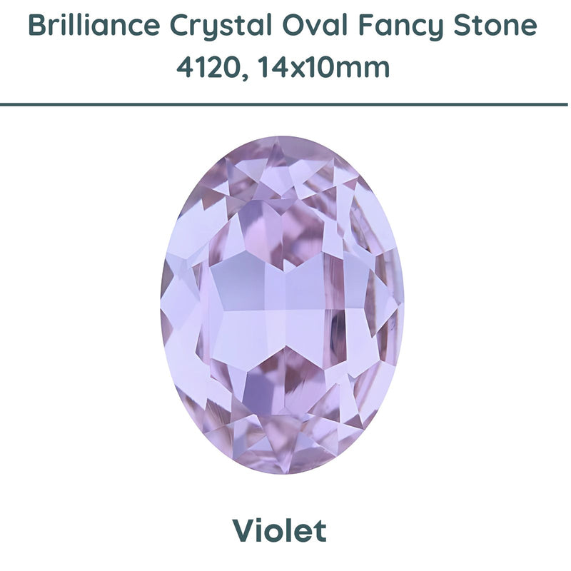 Brilliance Crystal 4120, Faceted Oval Fancy Stones, (14x10mm) Violet F - The Argus Collection