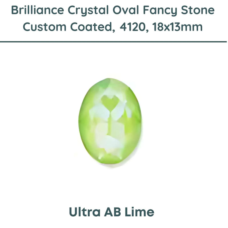 Brilliance Crystal 4120, Fancy Stones, (18x13mm), Custom Coated, Ultra AB Lime - The Argus Collection