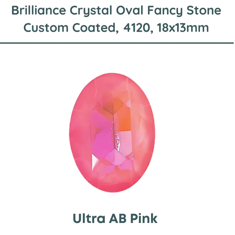 Brilliance Crystal, 4120, Fancy Stones, (18x13mm) Custom Coated, Ultra AB Pink - The Argus Collection