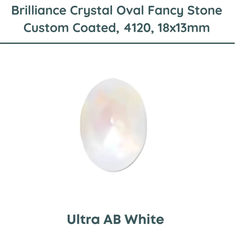 Brilliance Crystal, 4120 Fancy Stones (18x13mm), Custom Coated, Ultra AB White - The Argus Collection