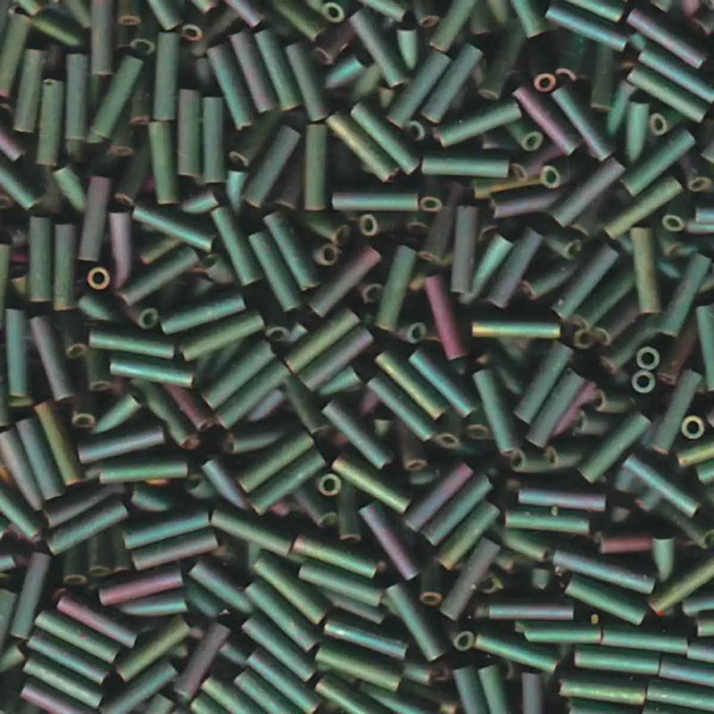 Miyuki Bugles #2 Size, 6mm, BGL2-2031, Matte Sage Green, 10g - The Argus Collection