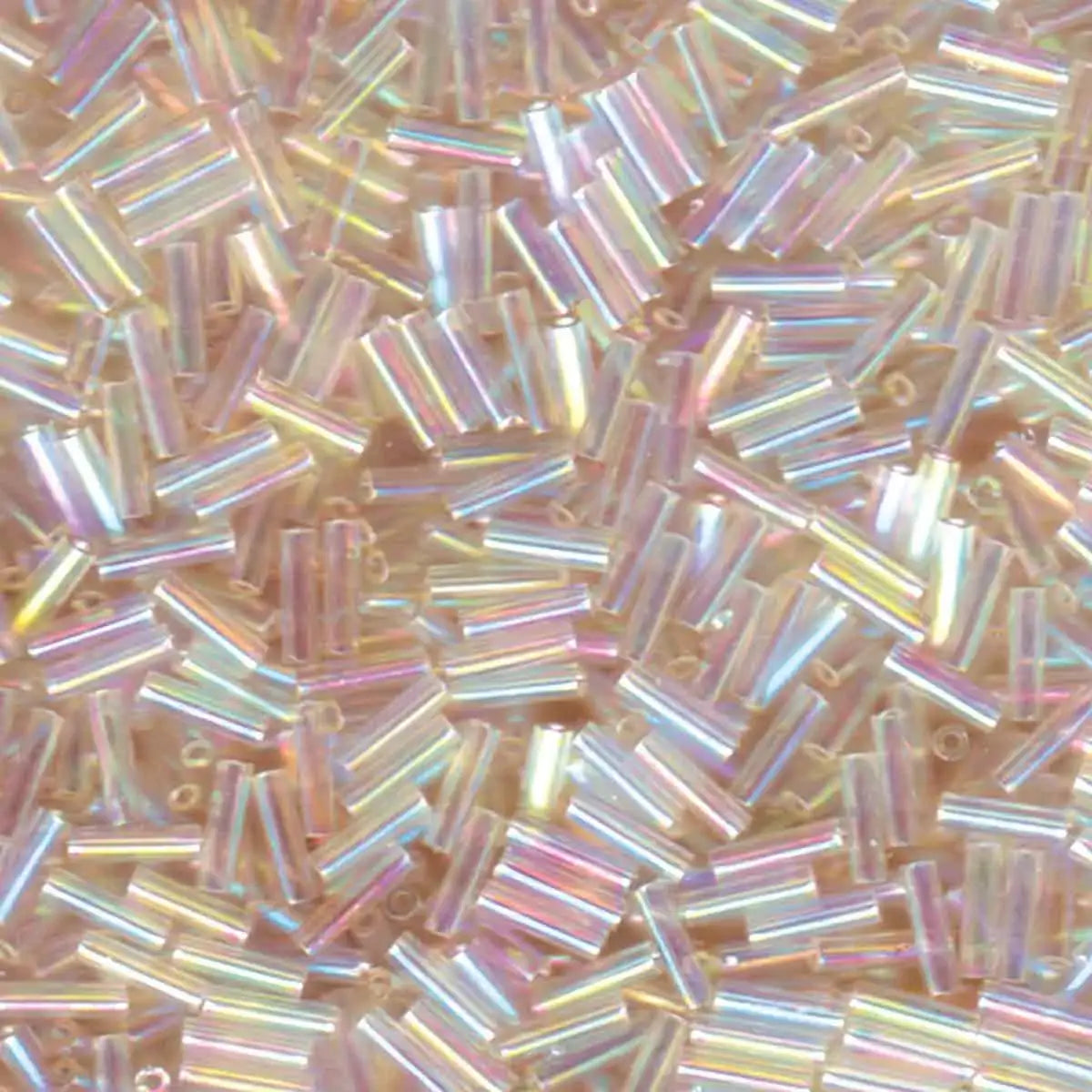 Miyuki Bugles #2 Size, 6mm, BGL2-2442, Ivory Crystal Gold Luster, 10g - The Argus Collection