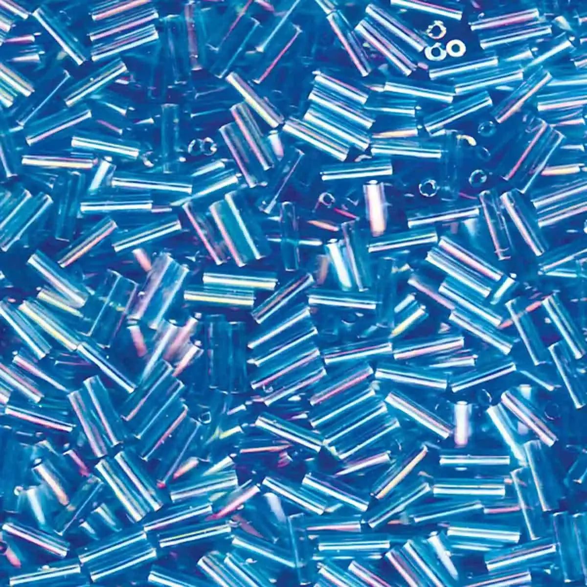 Miyuki Bugles #2 Size, 6mm, BGL2-250, Transparent Aqua AB, 10g - The Argus Collection