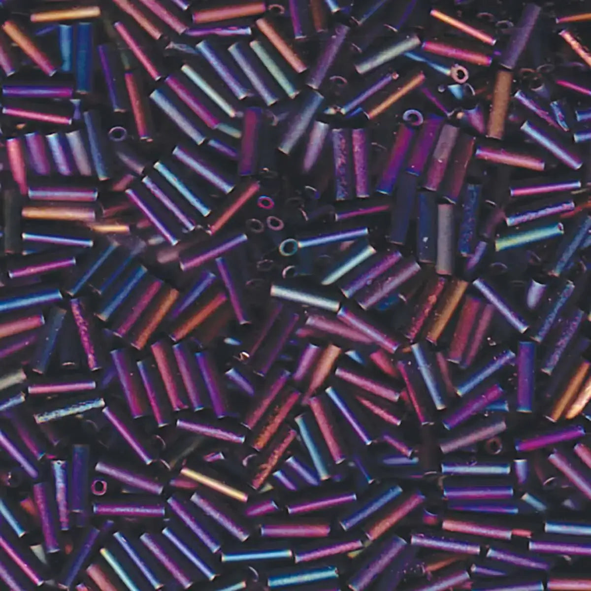 Miyuki Bugles #2 Size, 6mm, BGL2-401FR, Matte Black AB, 10g - The Argus Collection