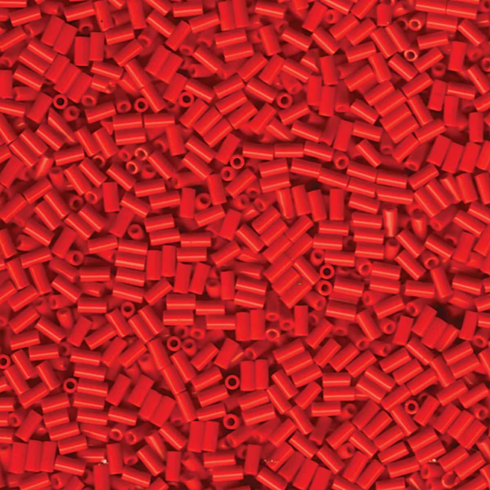 Red glass tubular bugles beads