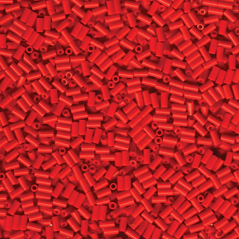 Red glass tubular bugles beads