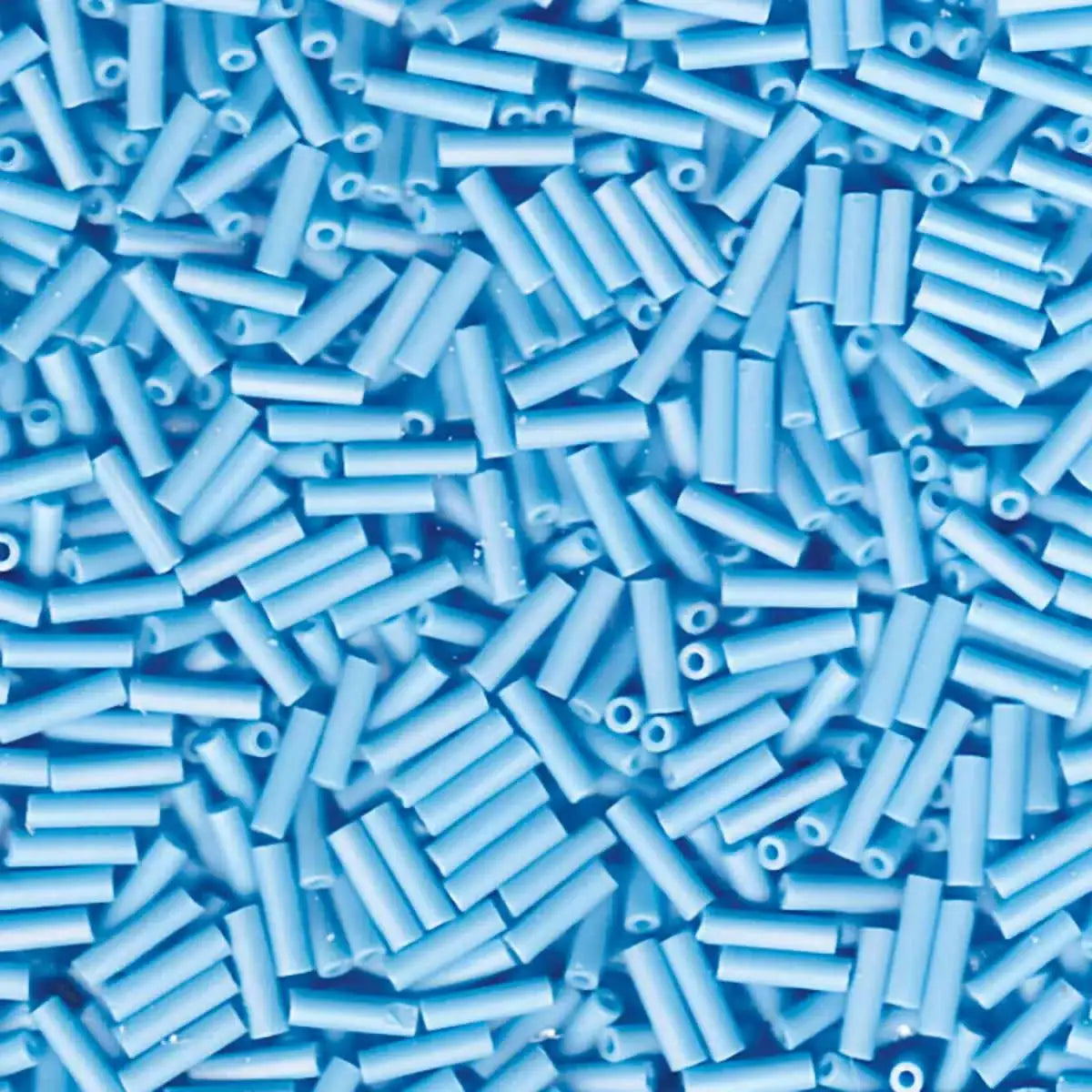 Miyuki Bugles #2 Size, 6mm, BGL2-413FR, Matte Turquoise Blue AB, 10g - The Argus Collection