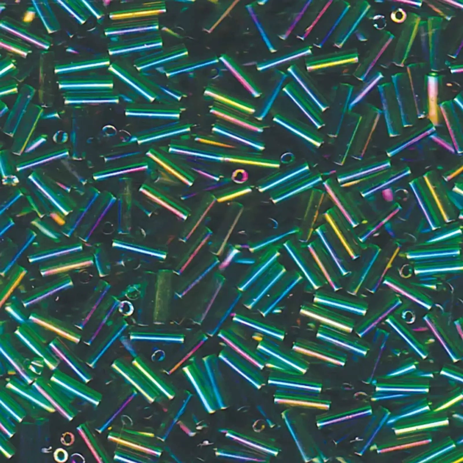 Miyuki Bugles #2 Size, 6mm, BGL2-179, Transparent Green AB, 10g - The Argus Collection