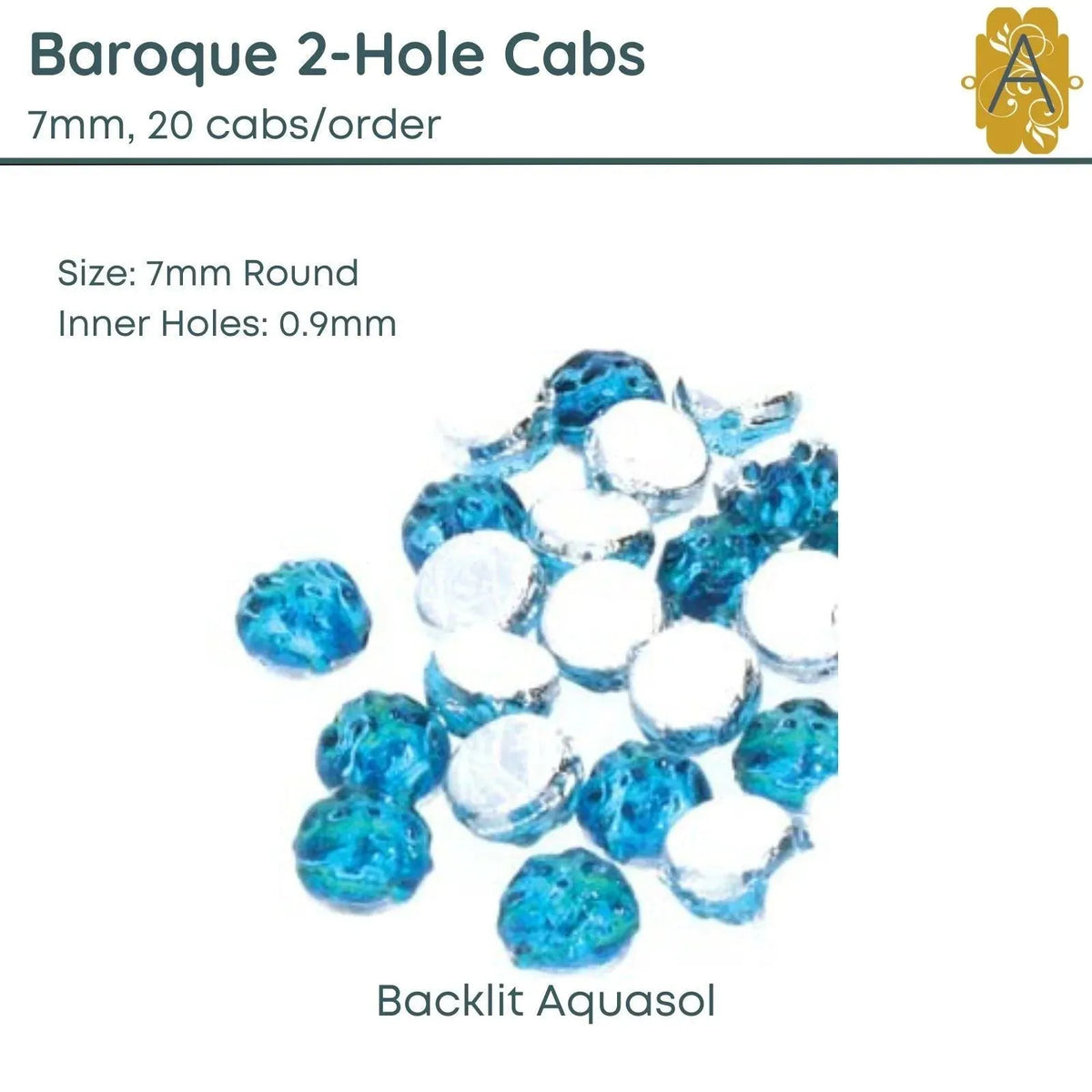 Baroque 7mm Cabochons, Backlit Collection-II, 8 colors - The Argus Collection