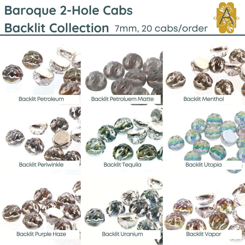 Baroque 7mm Cabochons, Backlit Collection-I, 9 colors - The Argus Collection