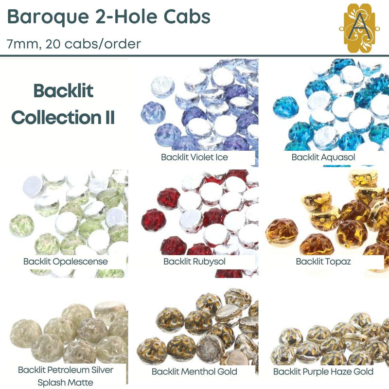 Baroque 7mm Cabochons, Backlit Collection-II, 8 colors - The Argus Collection