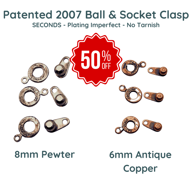 Ball & Socket Clasps SECONDS (Patented 2007), Premium Quality, 6 Sets - The Argus Collection