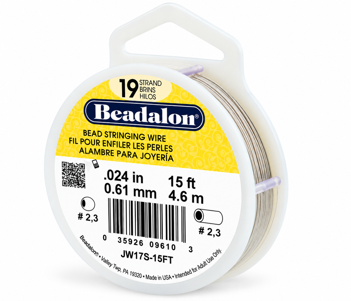 19 Strand Bead Stringing Wire – .024" (0.61mm)
