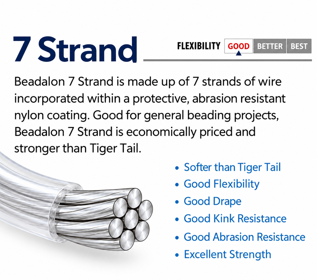 7 Strand Bead Stringing Wire – .018" (0.46mm)