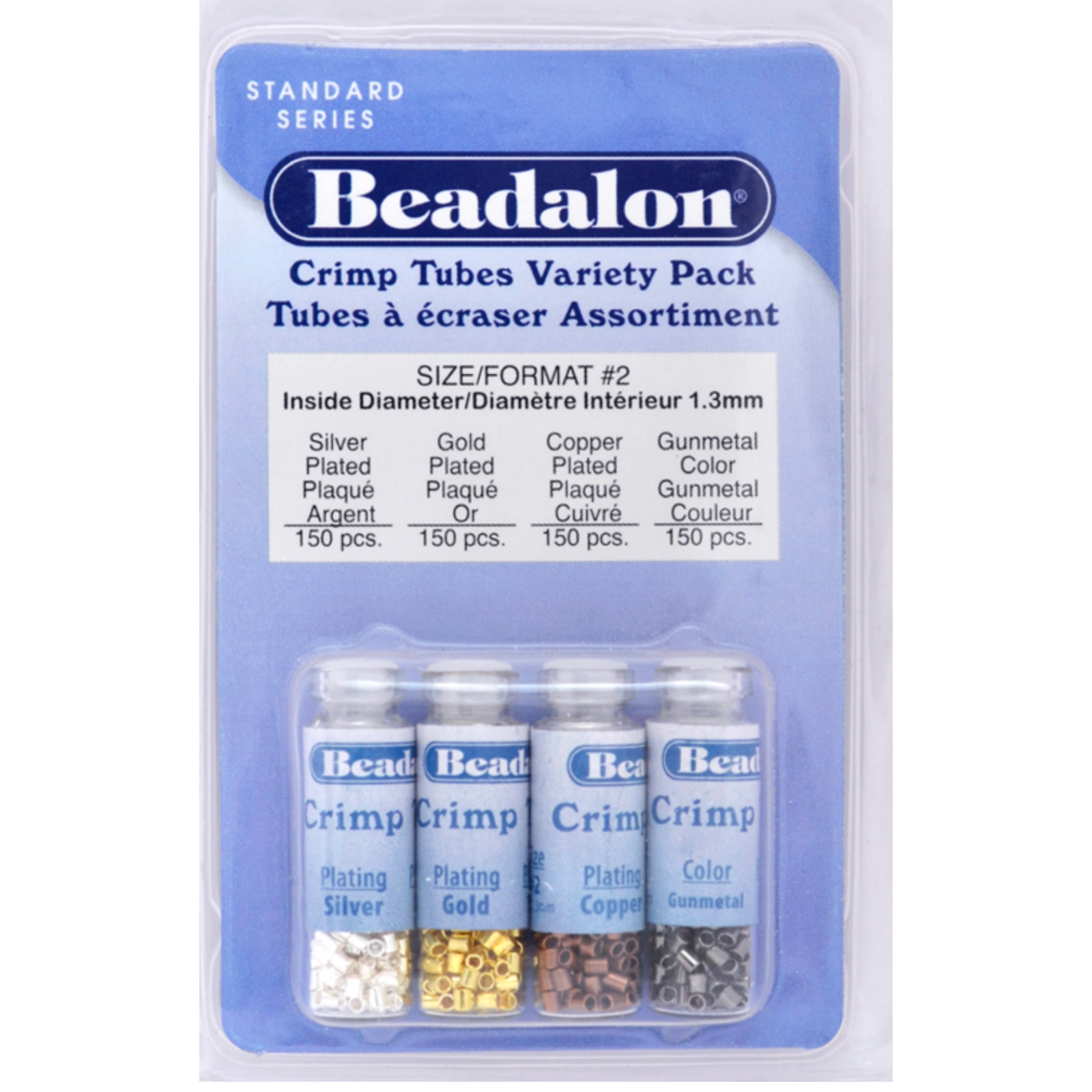 Beadalon Crimp Tube Variety Pack, Size #2, 600 Pcs. 4 Colors