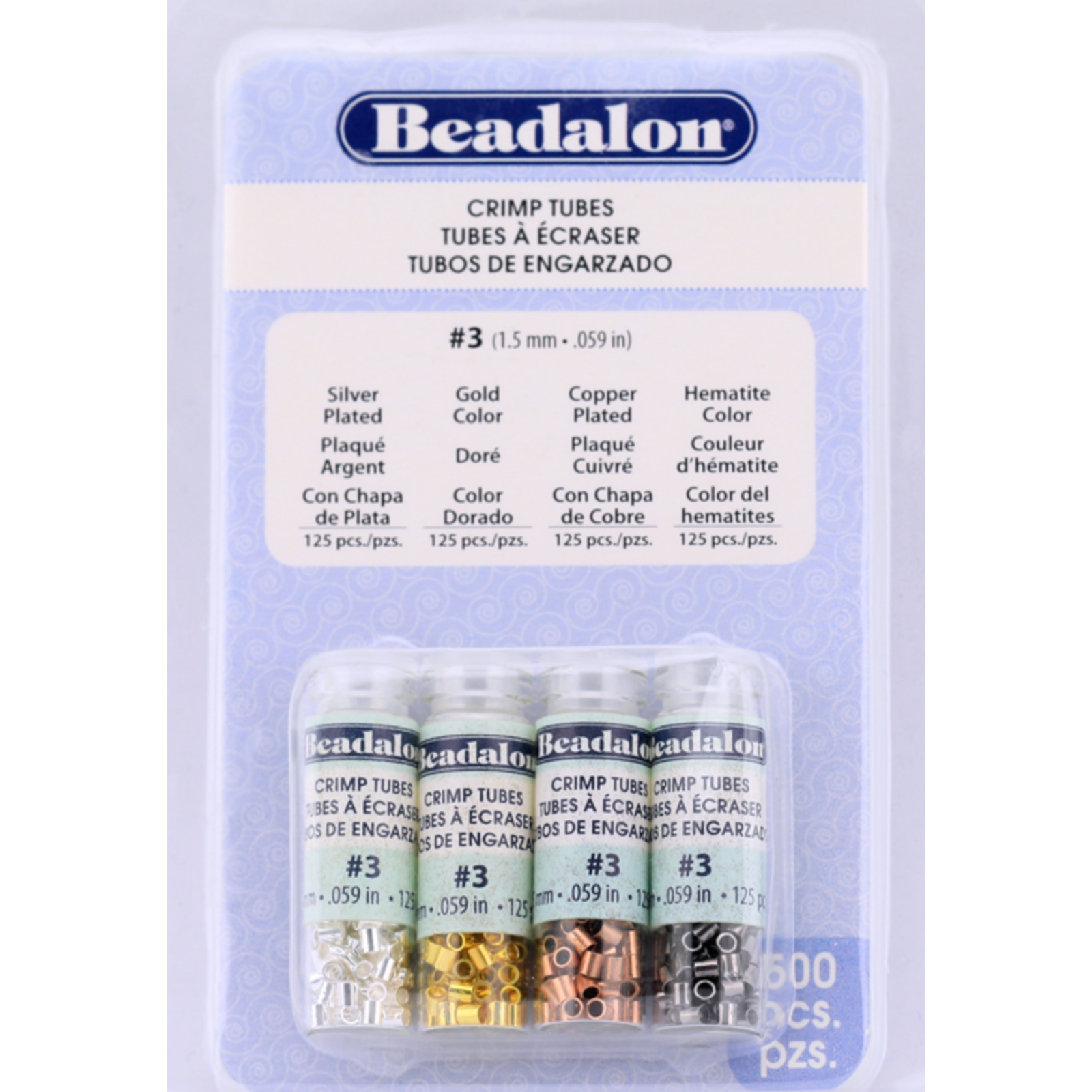 Beadalon Crimp Tube Variety Pack, Size #3, 600 Pcs. 4 Colors