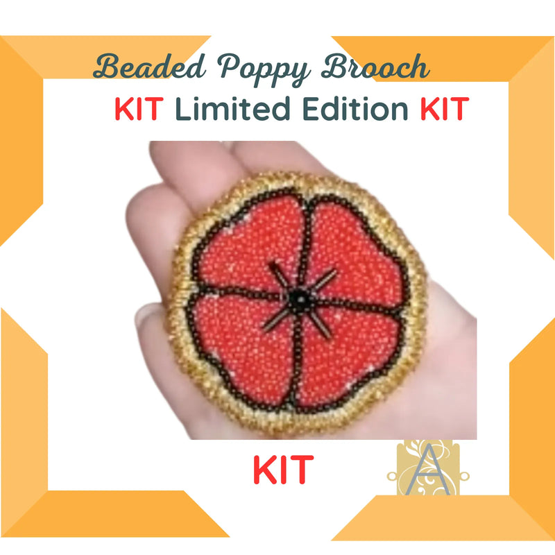 Beaded Poppy Brooch Kit, with Video Tutorial, for Remembrance Day - The Argus Collection