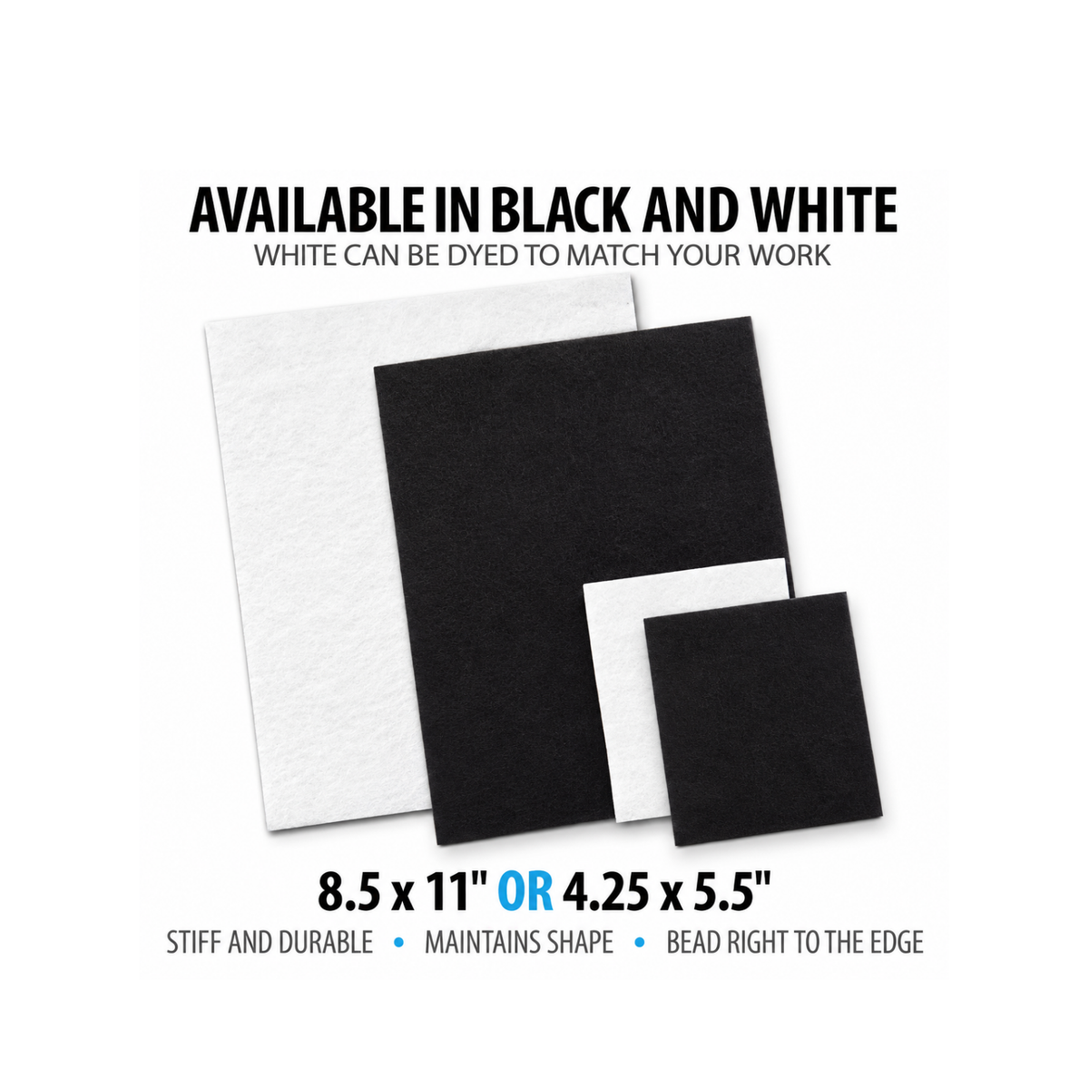 BeadSmith Beading Foundation in Black and White showing 8.5 x 11 inch and 4.25 x 5.5 inch sizes.