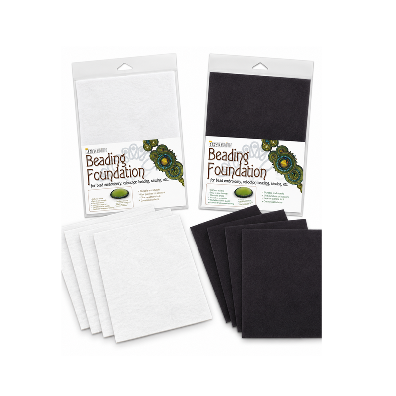 BeadSmith Beading Foundation in Black and White showing both available sheet sizes for bead embroidery.