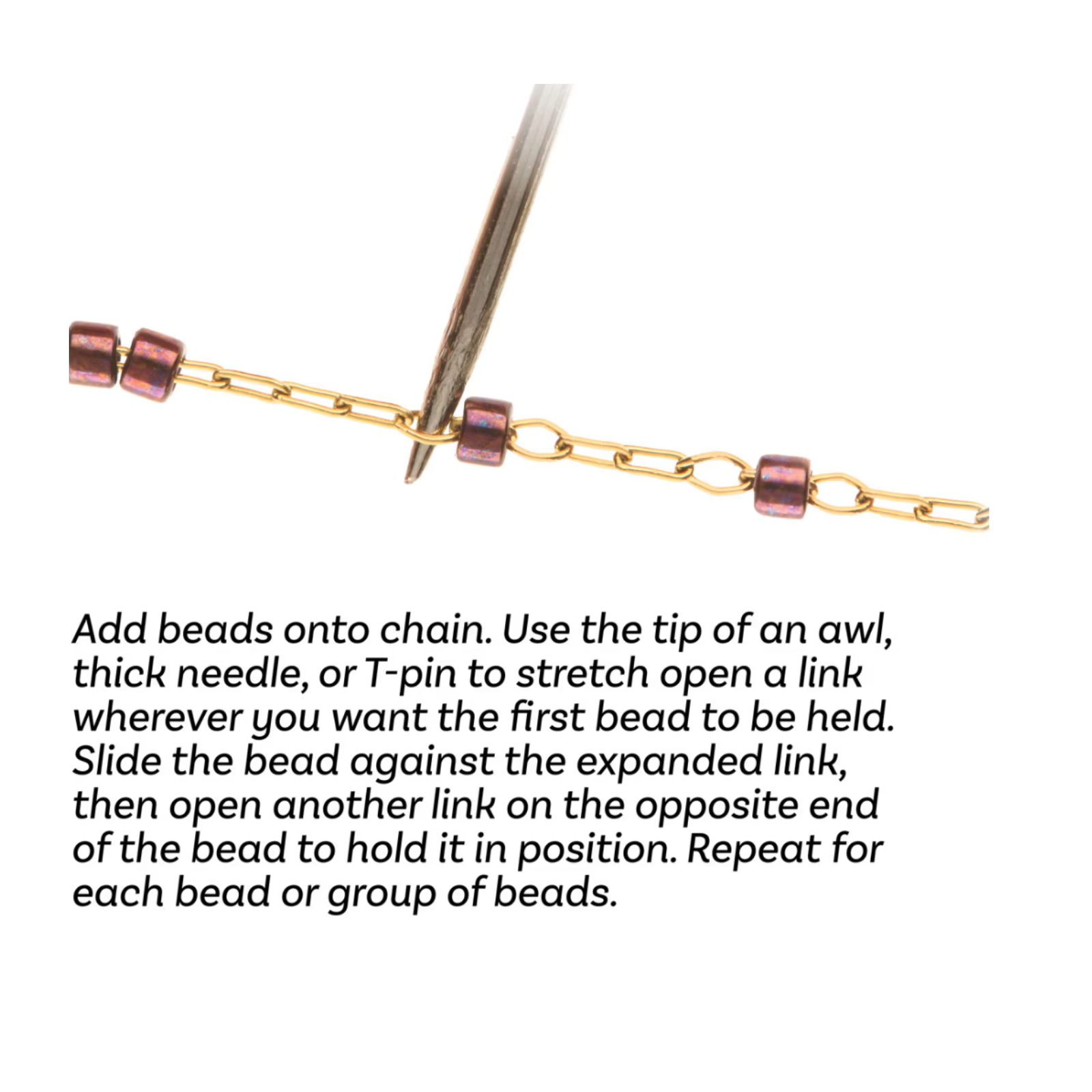 Fine Beading Chain, Stainless Steel, 8m.