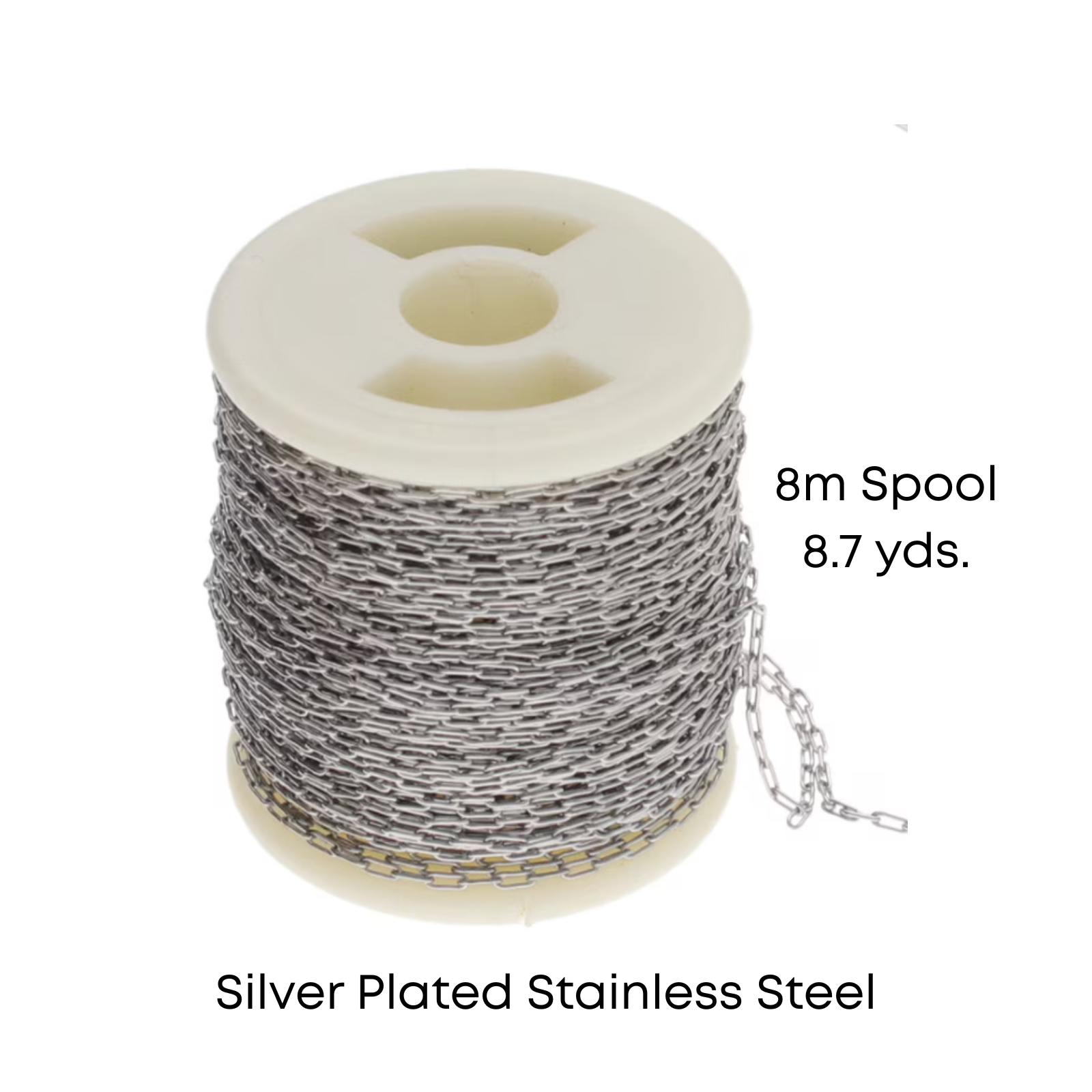 Fine Beading Chain, Stainless Steel, 8m.