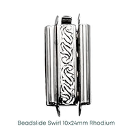 Beadslide Swirl Design, Tube Clasp, 10x24mm - Beadslide Swirl Design, Tube Clasp, 10x24mm - Rhodium Silver , The Argus Collection