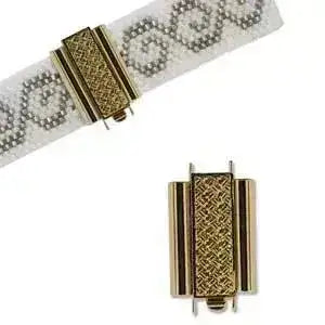 Crosshatch Beadslide, ube Clasp, 10x18mm - The Argus Collection