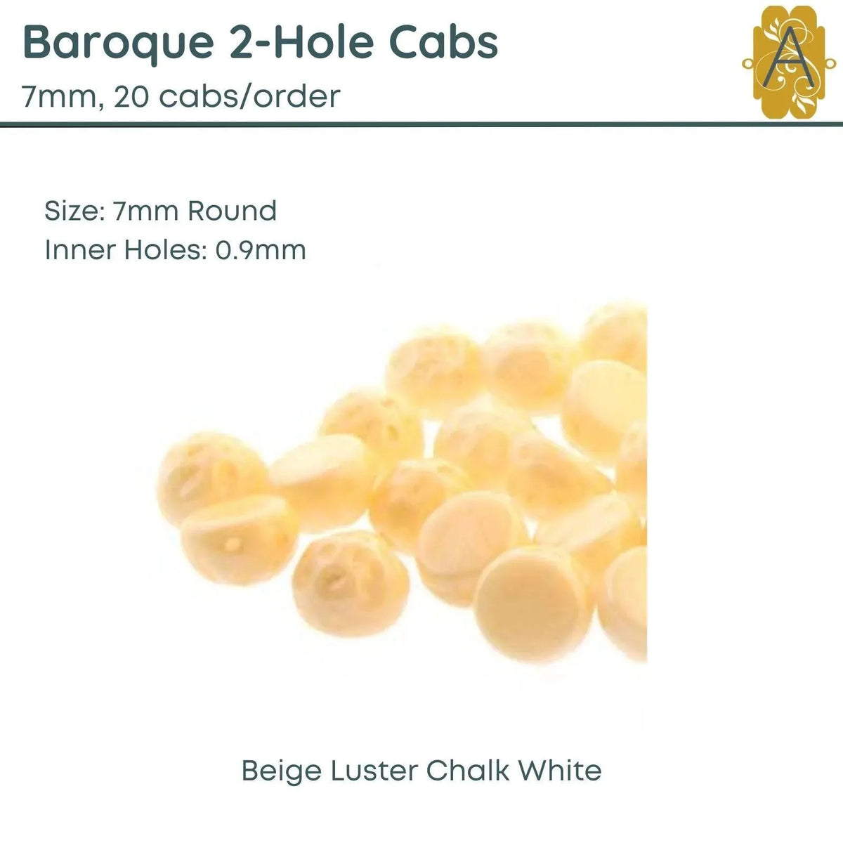 Baroque 7mm Cabochons, Chalk White Luster 3 colors - The Argus Collection