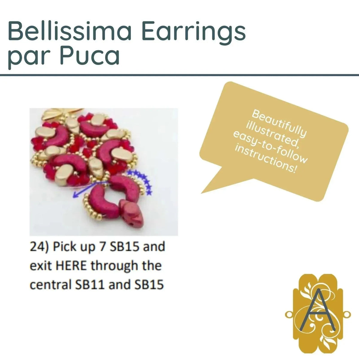 Bellissima Earrings Pattern - Easy to Follow Instructions. - The Argus Collection