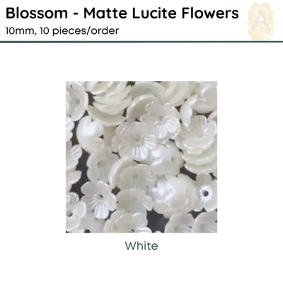 Blossom Matte Lucite Flower Beads or Bead Caps, 10mm. 6 Colors - The Argus Collection