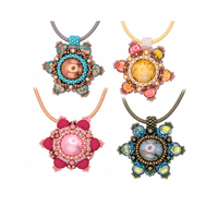 Blossom Pendant beading pattern examples using Matubo Ginko beads, designed by neeti_creates