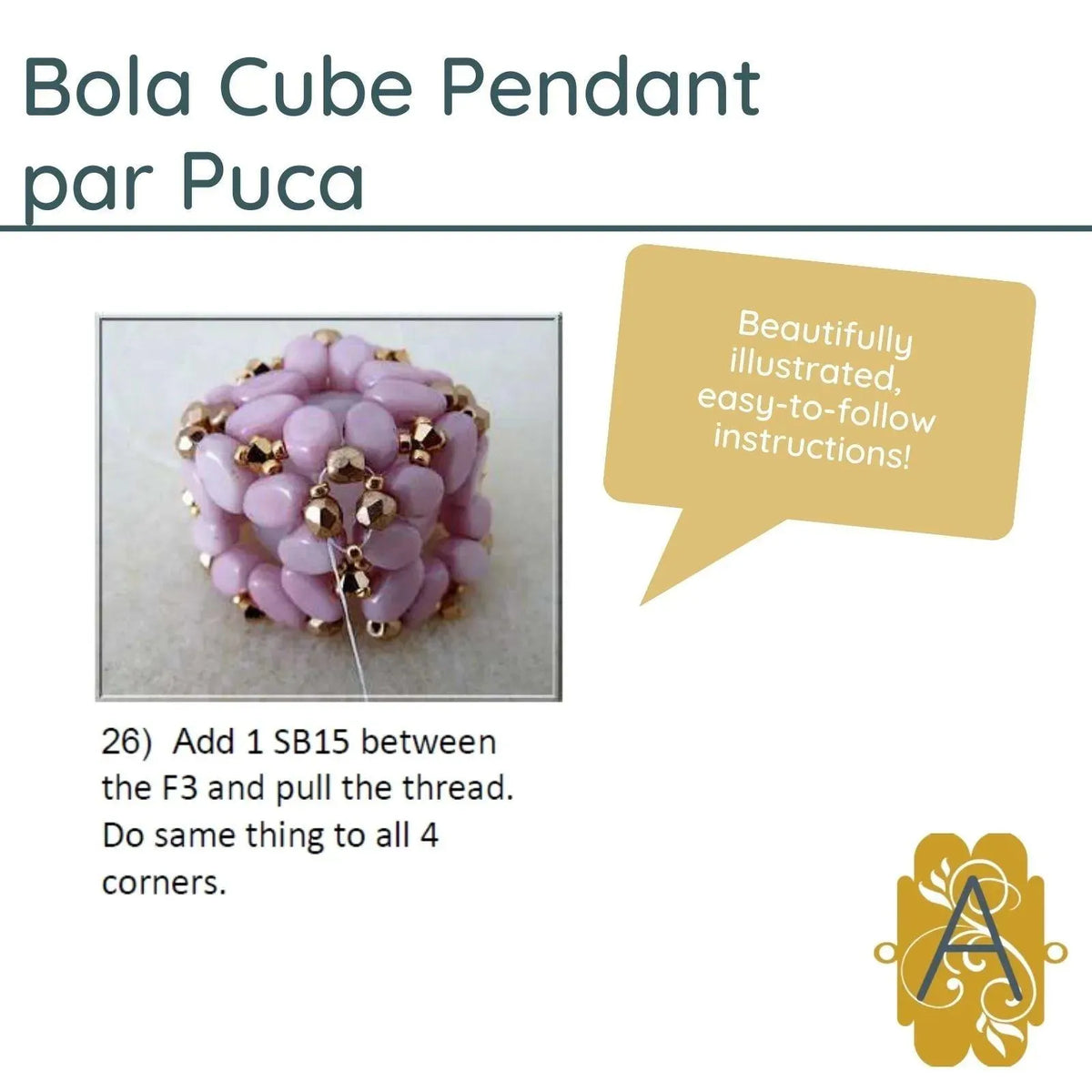 Bola Cube Pendant Pattern par Puca - The Argus Collection