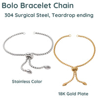 Bolo Bracelet Chain with Teardrop, 304 Stainless Steel, Medium Chain - The Argus Collection
