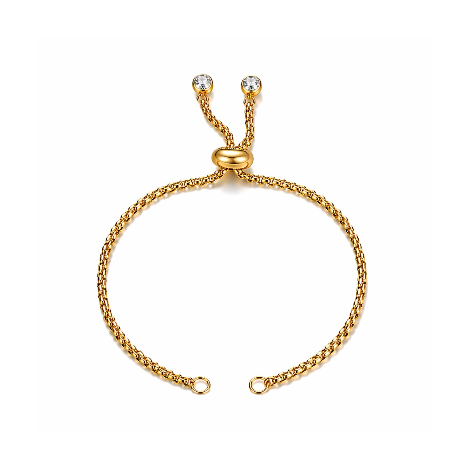 Adjustable Bolo Bracelet Chains with Rhinestone Endings - Adjustable Bolo Bracelet Chains with Rhinestone Endings - Gold\Clear , The Argus Collection