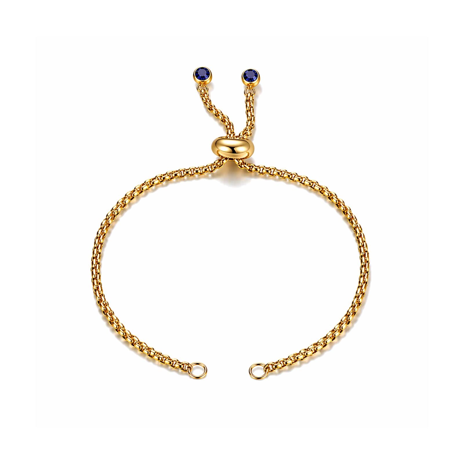 Adjustable Bolo Bracelet Chains with Rhinestone Endings - Adjustable Bolo Bracelet Chains with Rhinestone Endings - Gold\Sapphire , The Argus Collection